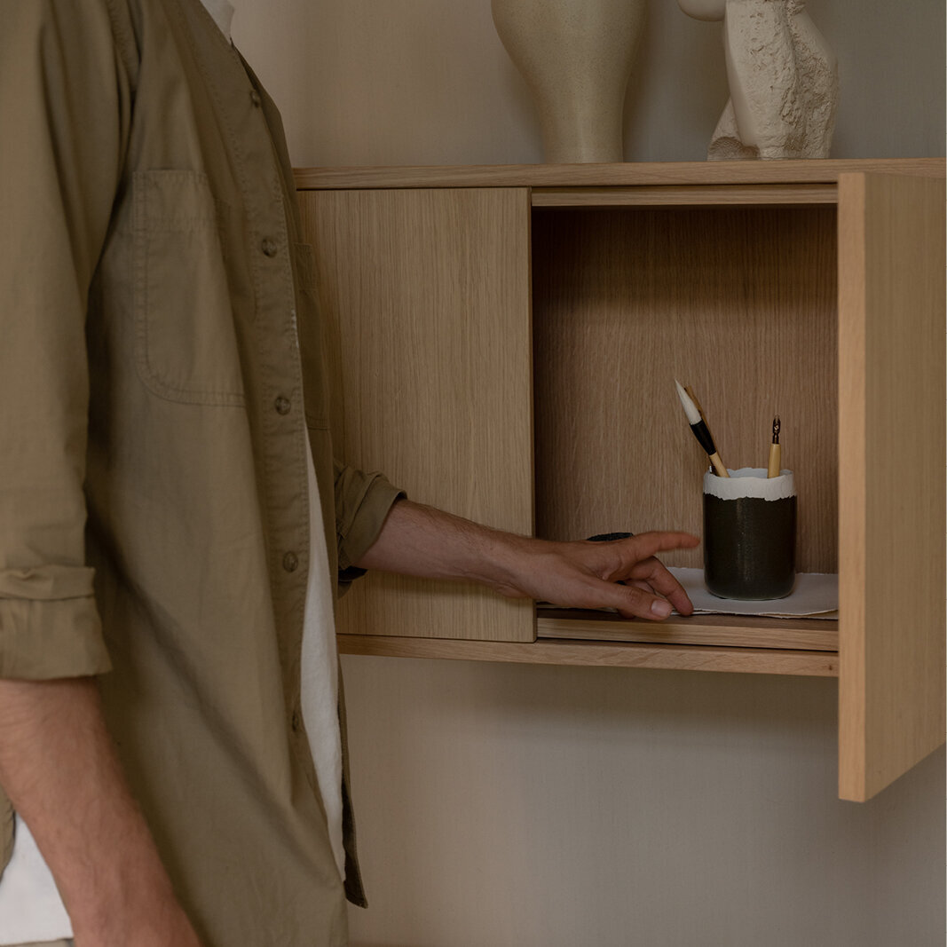 Design cabinet | Modular Cabinet MC-3L Oak white lacquer | Studio HENK | 