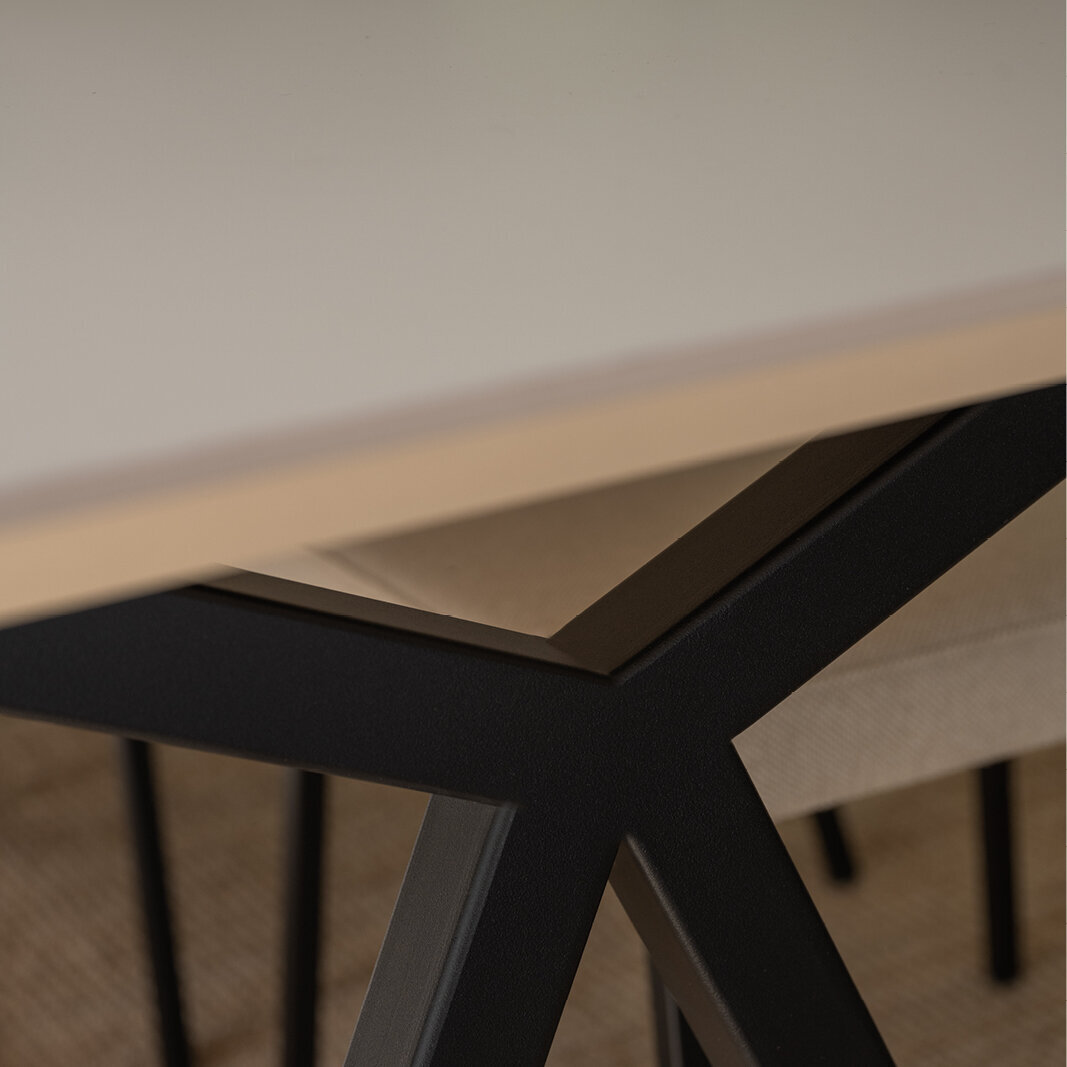 Rectangular Design dining table | Slim X-type Steel black powdercoating | HPL Fenix grigio efeso | Studio HENK | 