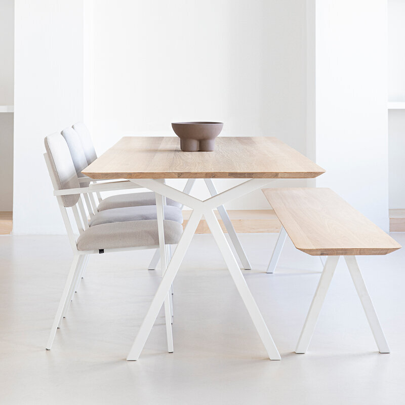 Rectangular Design dining table | Slim X-type Steel black powdercoating | HPL Fenix grigio efeso | Studio HENK | 
