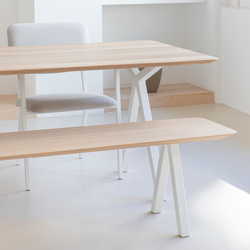 Rectangular Design dining table | Slim X-type Steel black powdercoating | HPL Fenix grigio efeso | Studio HENK | 