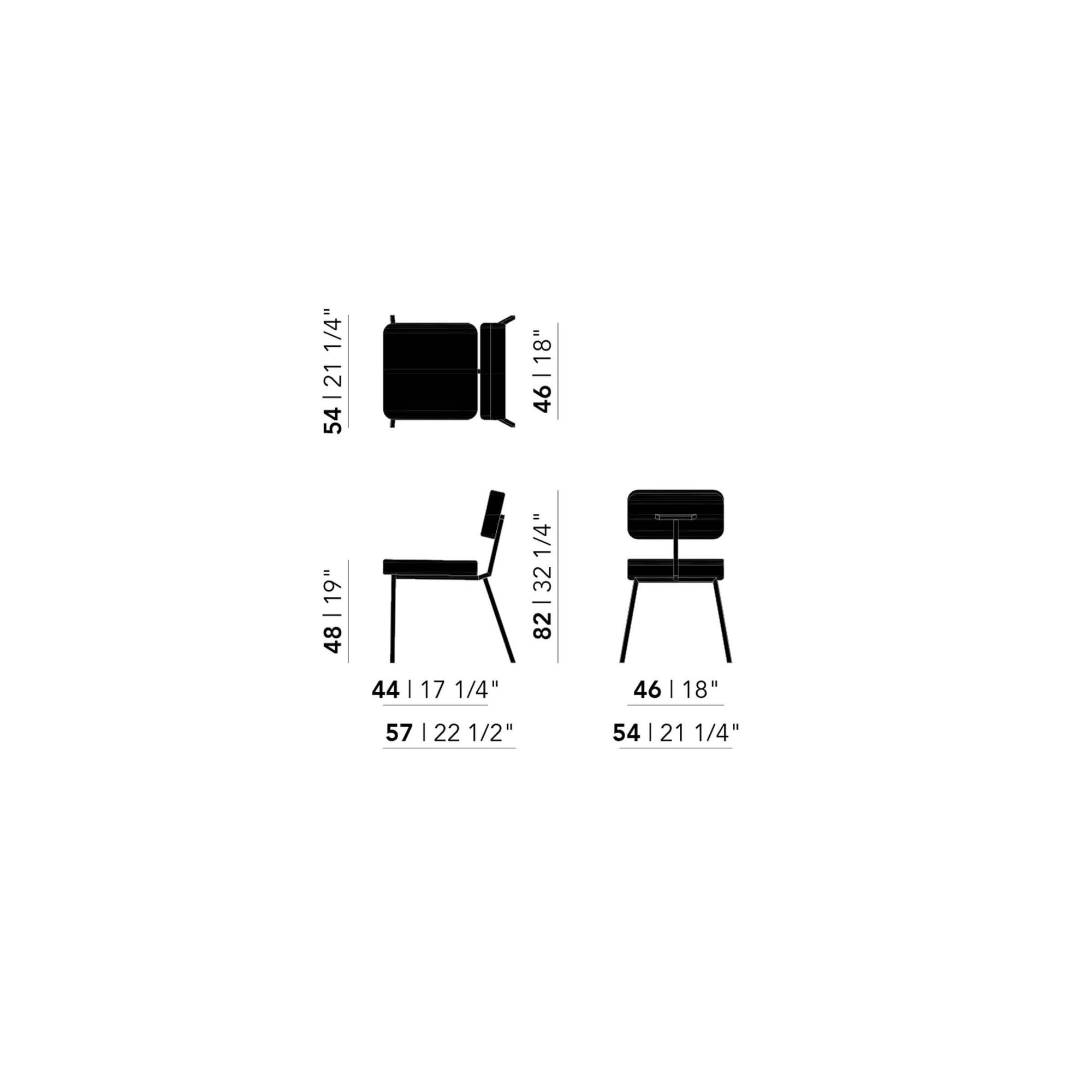 Design modern dining chair | Ode Chair without armrest Beige facet beige1037 | Studio HENK| Schematic