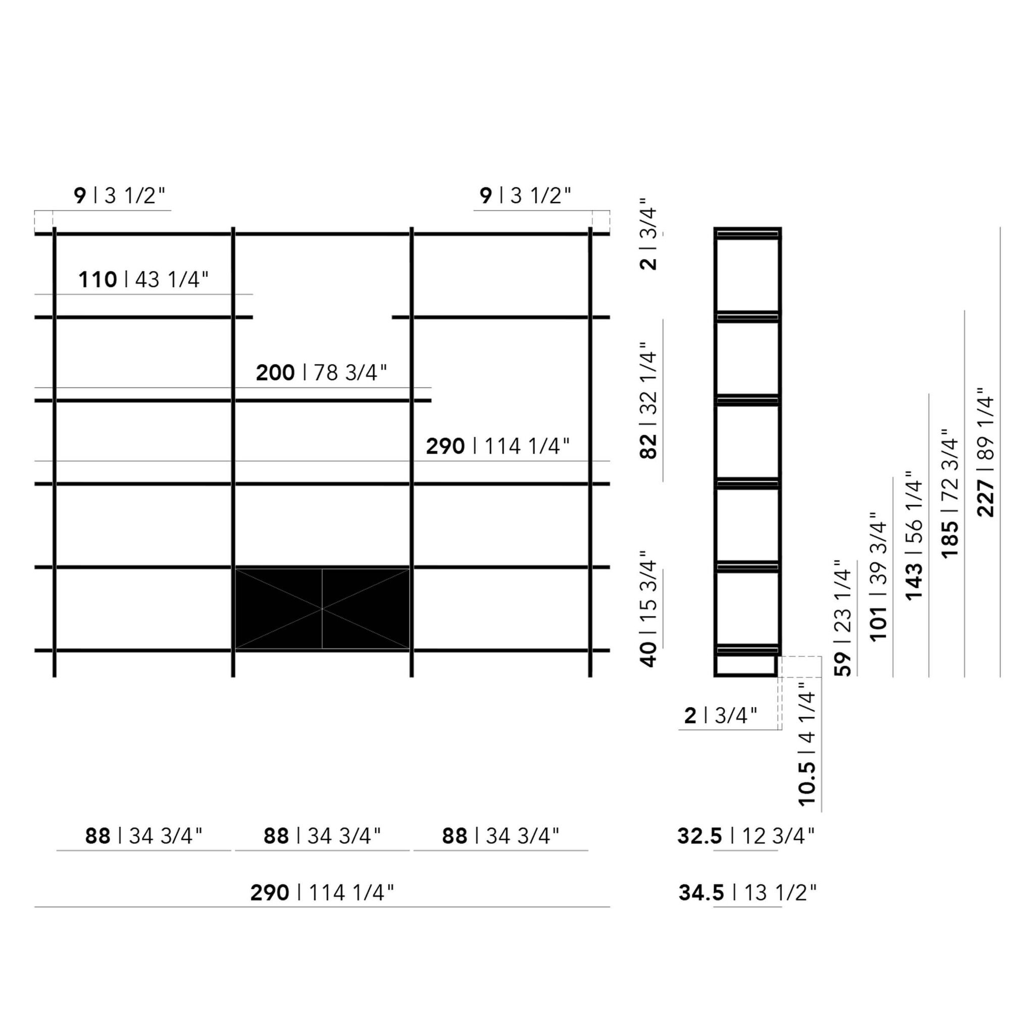 Design cabinet | Modular Cabinet MC-3L Oak white lacquer | Studio HENK | Schematic