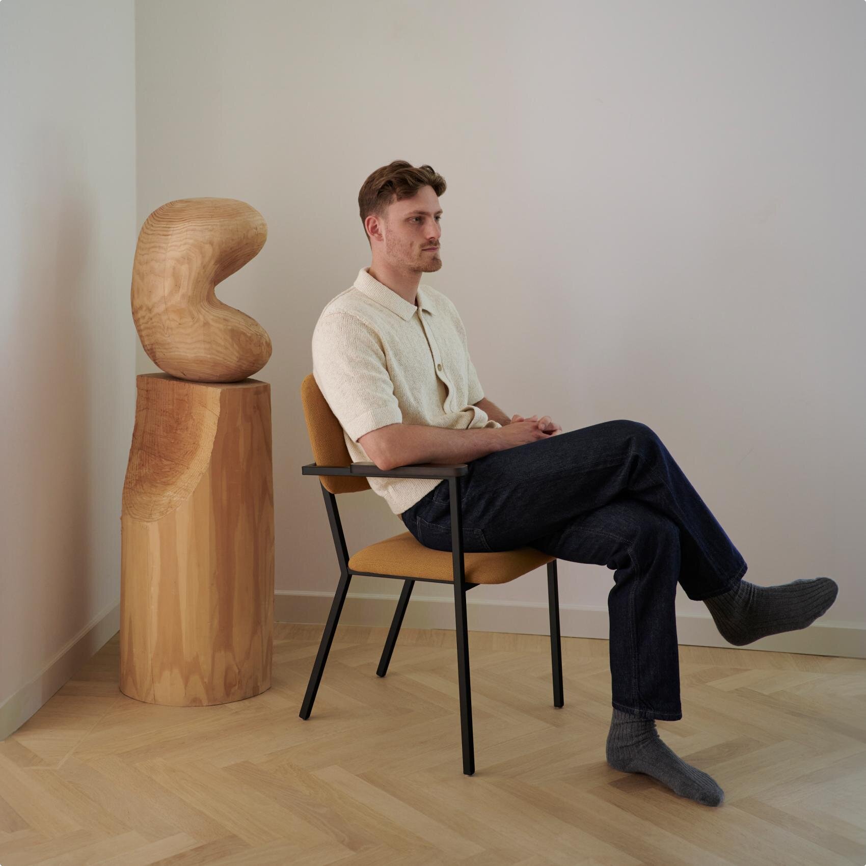 Design modern dining chair | Co Chair with armrest Light Brown brema sand03 | Studio HENK | 