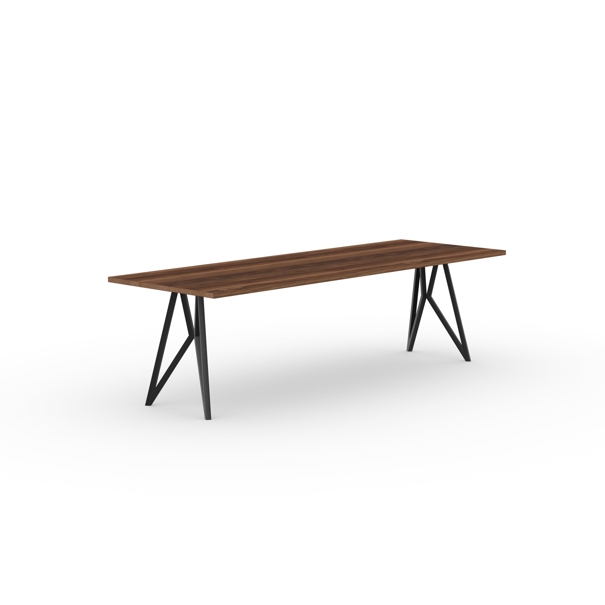 Rectangular Design dining table | Butterfly Steel black powdercoating | Walnut naturel lacquer | Studio HENK | 